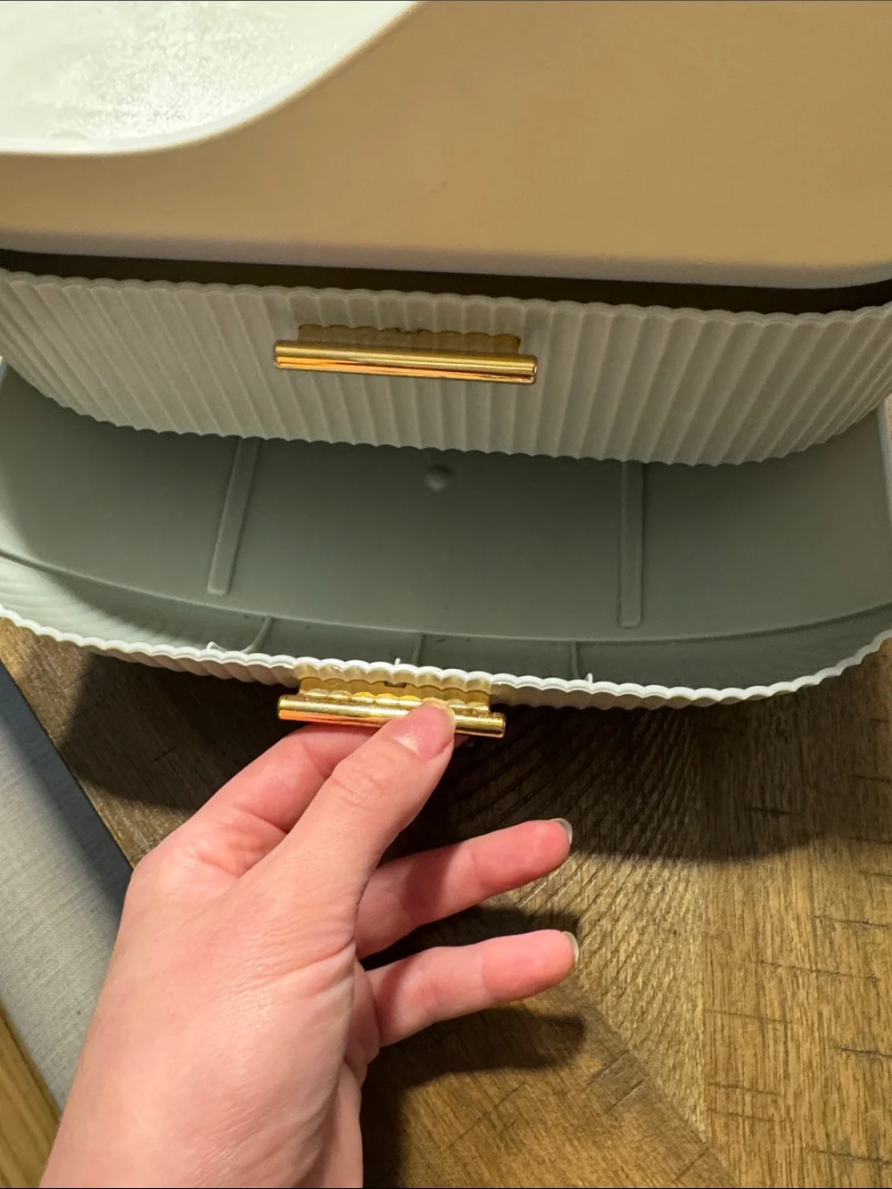 Modern Two-Tone Cosmetic Organizer with Gold Accents